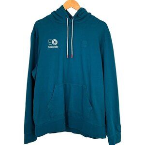 NWT Topo Designs Dirt Hoodie Pond Blue Size XL *LOGO* Pullover Organic Cotton